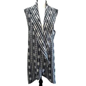 Anthropologie Moth Black/White Patterned Wool Blend Sleeveless Cardigan Size PML
